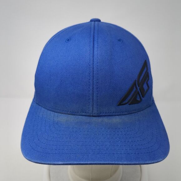Fly Racing Fitted Hat Blue S/M Flexfit Solid 6 Panel Outdoor Stretch - Picture 4 of 8